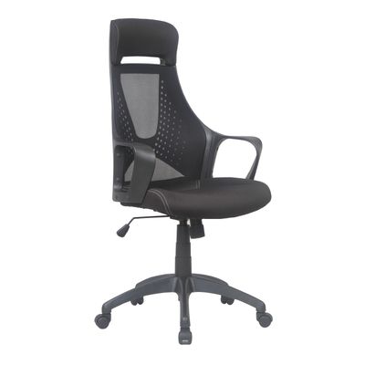 3397703697123-Fauteuil de bureau FREETOWN - accoudoirs fixes - appui-tête intégré - noir--1