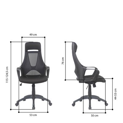 3397703697123-Fauteuil de bureau FREETOWN - accoudoirs fixes - appui-tête intégré - noir--6