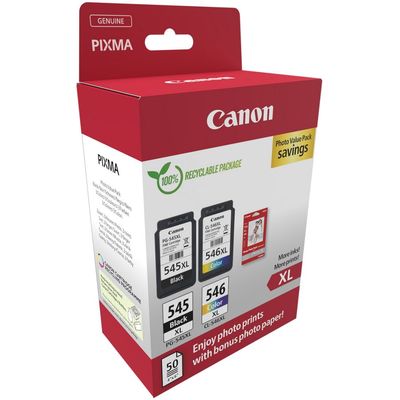 8714574679983-Canon PG-545XL/CL-546XL - noir, cyan, magenta, jaune - cartouche d'encre originale + kit papier--1