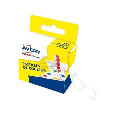 5014702026188-Avery - 150 Pastilles adhésives - blanc - diamètre 15 mm - boîte distributrice--0