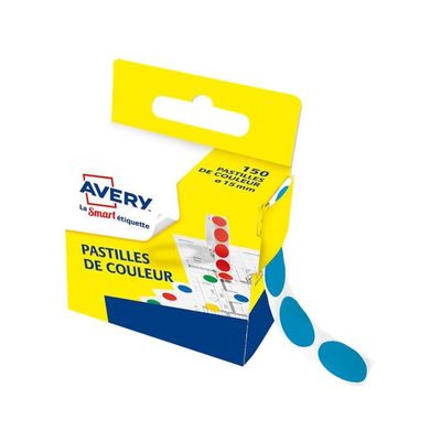 5014702026195-Avery - 150 Pastilles adhésives - bleu - diamètre 15 mm - boîte distributrice--0