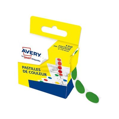 5014702026201-Avery - 150 Pastilles adhésives - vert - diamètre 15 mm - boîte distributrice--0