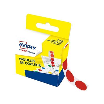5014702026218-Avery - 150 Pastilles adhésives - rouge - diamètre 15 mm - boîte distributrice--0
