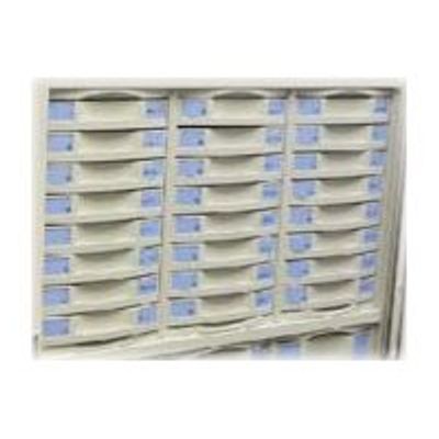 3219099811504-Module 8 tiroirs pour armoire à rideaux - hauteur 50 mm - gris-Angle gauche-3