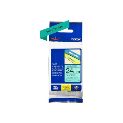 4977766692434-Brother TZe751 - Ruban d'étiquettes auto-adhésives - 1 rouleau (24 mm x 8 m) - fond vert écritu-Avant-2