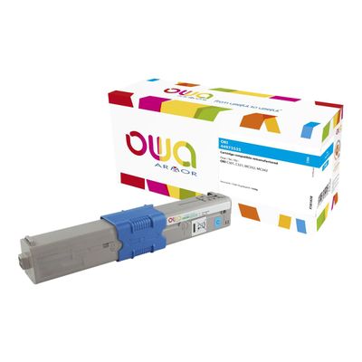 3112539704896-Cartouche laser compatible OKI 44973535 - cyan - Owa K18018OW-Angle droit-0