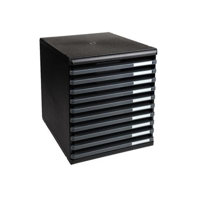 9002493423015-Exacompta Modulo Ecoblack - Module de classement 10 tiroirs ouverts - noir/gris souris-Angle gauche-1