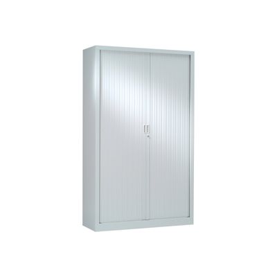 3219095800045-Armoire haute monobloc à rideaux GENERIC - 198 x 120 x 43 cm - gris-Angle gauche-0