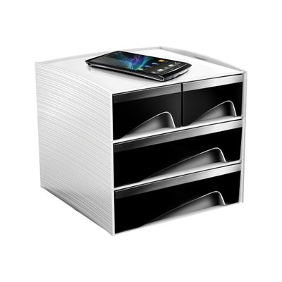 3462159004976-CEP MyCube Classic - Module de classement 4 tiroirs - noir/blanc-Angle gauche-1