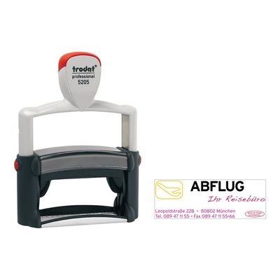 092399853381-Tampon métallique personnalisé avec 6 lignes de texte - zone d'impression 70 x 25 mm - Tro-Angle gauche-1