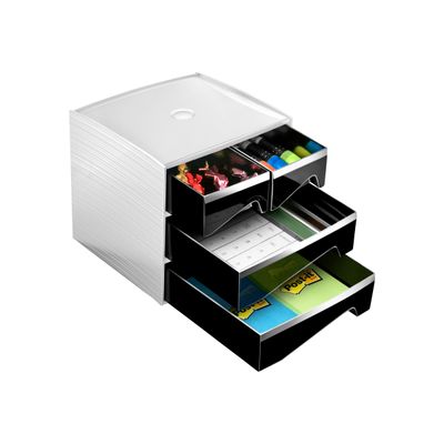 3462159004976-CEP MyCube Classic - Module de classement 4 tiroirs - noir/blanc-Angle gauche-0