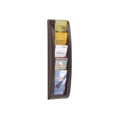 3660141203707-Présentoir mural Quick Fit pour documents 1/3 A4 - 5 compartiments - gris/transparent-Angle gauche-0