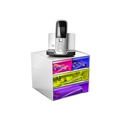 3462159005881-CEP MyCube Happy - Module de classement 4 tiroirs - multicolore-Angle gauche-0