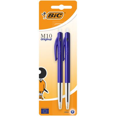 3086121601415-BIC M10 Clic - 2 Stylos à bille - bleu - 1 mm - rétractable--0
