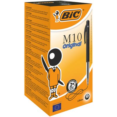 3086121901256-BIC M10 Clic - 50 Stylos à bille - noir - 1 mm - rétractable--0