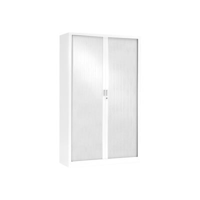 3219095800007-Armoire haute monobloc à rideaux GENERIC - 198 x 120 x 43 cm - blanc-Angle gauche-0