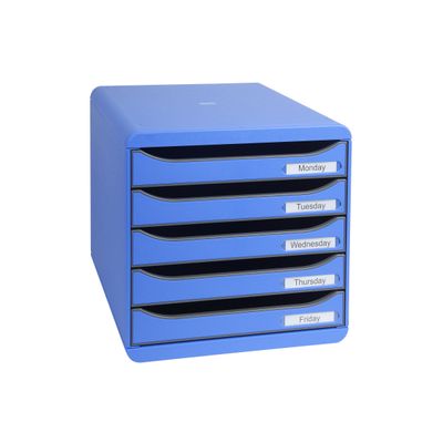 9002493421776-Exacompta BigBox Plus - Module de classement 5 tiroirs - bleu glacé-Angle gauche-0