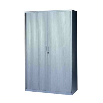 0000793677106-Armoire haute à rideaux - L120  x H198 x P43 cm - 4 tablettes - silver--0