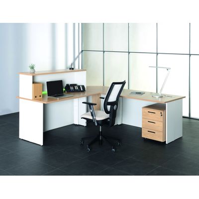3253310151253-Banque d'accueil LUMINA - avec réhausse - L100 x H115 x P80 cm - Bande translucide Blanche - Finition c--2