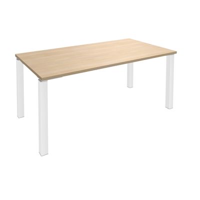 3253310153882-Bureau droit EXPRIM - L140 cm - Plateau imitation Chêne clair - Pieds blanc--0