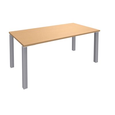 3253310155305-Bureau droit EXPRIM - L120 cm - Plateau imitation Hêtre - Pieds alu--0