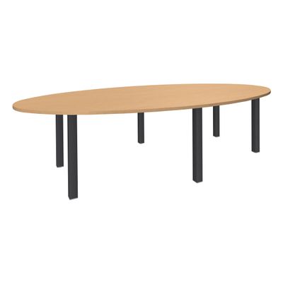 3253310171473-Table de réunion ovale - L280 cm - pieds exprim carbone - Plateau imitation hêtre --0