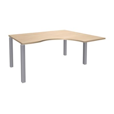 3253310164130-Bureau compact EXPRIM - L160 cm - Retour droite - Plateau imitation Chêne clair - Pieds alu (Pieds de renfort obligatoire à rajou--0