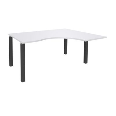 3253310164116-Bureau compact EXPRIM - L160 cm - Retour droite - Plateau Blanc perle - Pieds carbone (Pieds de renfort obligatoire à rajou--0