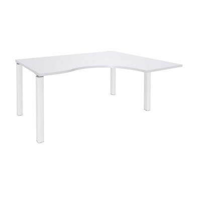 3253310164093-Bureau compact EXPRIM - L160 cm - Retour droite - Plateau Blanc perle - Pieds blanc (Pieds de renfort obligatoire à rajou--0