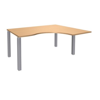 3253310164055-Bureau compact EXPRIM - L160 cm - Retour droite - Plateau imitation Hêtre - Pieds alu (Pieds de renfort obligatoire à rajou--0