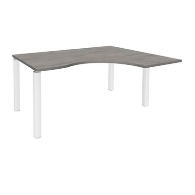 3253310164154-Bureau compact EXPRIM - L160 cm - Retour droite - Plateau imitation Chêne gris - Pieds blanc (Pieds de renfort obligatoire à rajou--0
