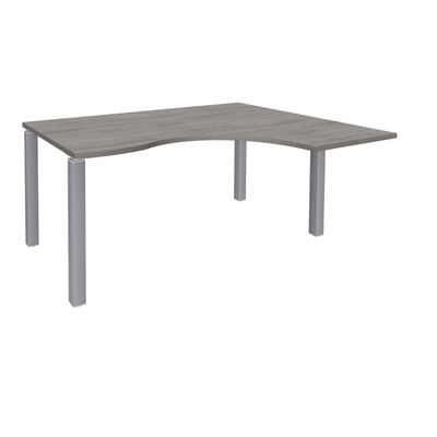 3253310164161-Bureau compact EXPRIM - L160 cm - Retour droite - Plateau imitation Chêne gris - Pieds alu (Pieds de renfort obligatoire à rajou--0