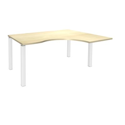 3253310164079-Bureau compact EXPRIM - L160 cm - Retour droite - Plateau imitation Erable - Pieds blanc (Pieds de renfort obligatoire à rajou--0