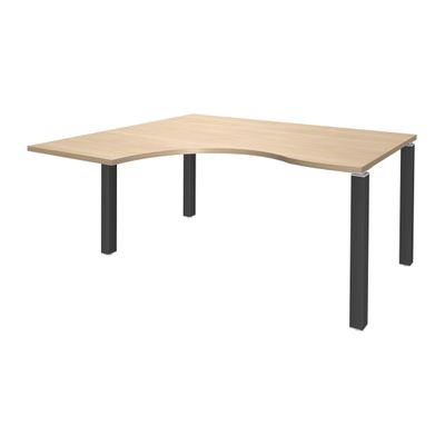 3253310164284-Bureau compact EXPRIM - L160 cm - Retour gauche - Plateau imitation Chêne clair - Pieds carbone (Pieds de renfort obligatoire à rajou--0