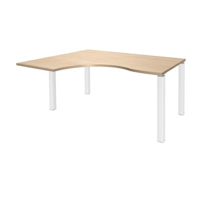 3253310164260-Bureau compact EXPRIM - L160 cm - Retour gauche - Plateau imitation Chêne clair - Pieds blanc (Pieds de renfort obligatoire à rajou--0