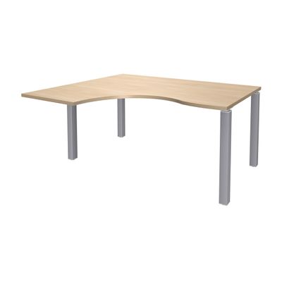 3253310164574-Bureau compact EXPRIM - L180 cm - Retour gauche - Plateau imitation Chêne clair - Pieds alu (Pieds de renfort obligatoire à rajou--0