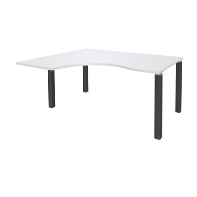 3253310164253-Bureau compact EXPRIM - L160 cm - Retour gauche - Plateau Blanc perle - Pieds carbone (Pieds de renfort obligatoire à rajou--0