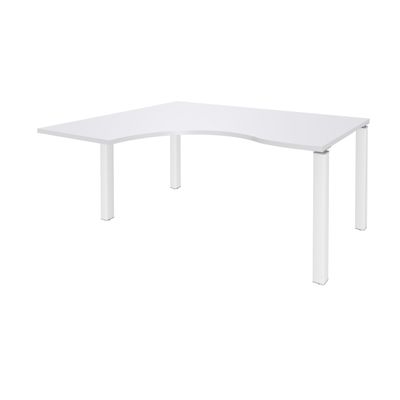 3253310164239-Bureau compact EXPRIM - L160 cm - Retour gauche - Plateau Blanc perle - Pieds blanc (Pieds de renfort obligatoire à rajou--0