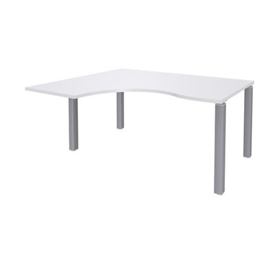 3253310164246-Bureau compact EXPRIM - L160 cm - Retour gauche - Plateau Blanc perle - Pieds alu (Pieds de renfort obligatoire à rajou--0