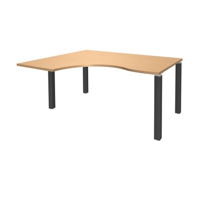 3253310164208-Bureau compact EXPRIM - L160 cm - Retour gauche - Plateau imitation Hêtre - Pieds carbone (Pieds de renfort obligatoire à rajou--0