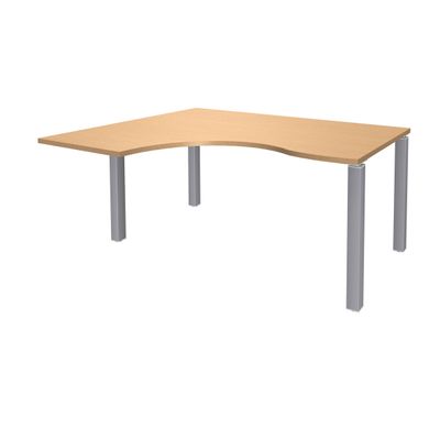 3253310164192-Bureau compact EXPRIM - L160 cm - Retour gauche - Plateau imitation Hêtre - Pieds alu (Pieds de renfort obligatoire à rajou--0