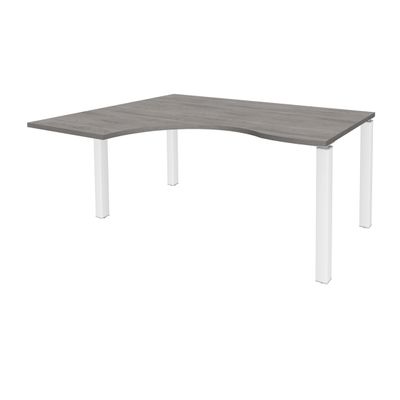 3253310164291-Bureau compact EXPRIM - L160 cm - Retour gauche - Plateau imitation Chêne gris - Pieds blanc (Pieds de renfort obligatoire à rajou--0