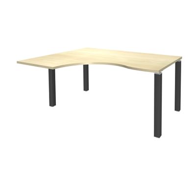 3253310146266-Bureau compact EXPRIM - L160 cm - Retour gauche - Plateau imitation Erable - Pieds carbone (Pieds de renfort obligatoire à rajou--0