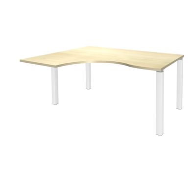 3253310164215-Bureau compact EXPRIM - L160 cm - Retour gauche - Plateau imitation Erable - Pieds blanc (Pieds de renfort obligatoire à rajou--0