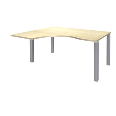 3253310164222-Bureau compact EXPRIM - L160 cm - Retour gauche - Plateau imitation Erable - Pieds alu (Pieds de renfort obligatoire à rajou--0