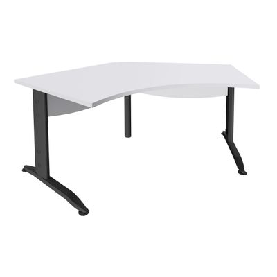 3253310150621-Bureau symétrique 120° IDRA - L185 cm - Pieds anthracite - plateau Blanc perle--0