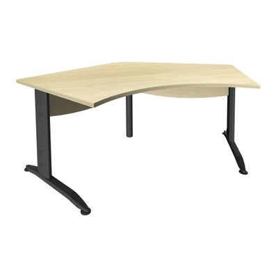 3253310150386-Bureau symétrique 120° IDRA - L185 cm - Pieds anthracite - plateau imitation Erable--0