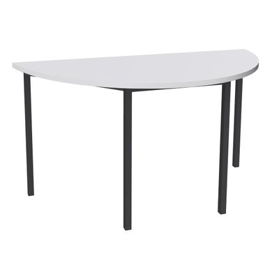 3253310129894-Table de réunion Demi-lune - 120 x 60 cm - Pieds carrés anthracite - Blanc perle--0