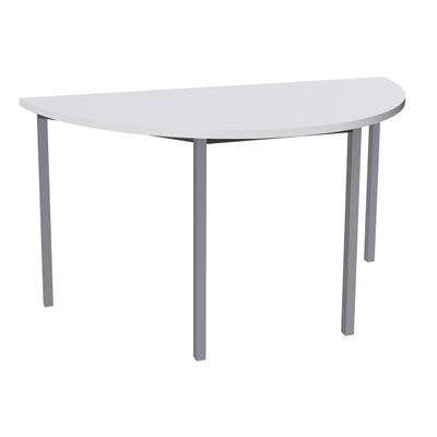 3253310129900-Table de réunion Demi-lune - 120 x 60 cm - Pieds carrés aluminium - Blanc perle--0