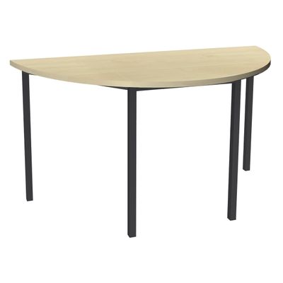 3253310129856-Table de réunion Demi-lune - 120 x 60 cm - Pieds carrés anthracite - imitation érable--0
